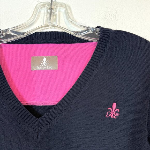Fior Da Liso Equestrian Riding Sweater XS Size 34 Blue V-Neck Horse - Picture 3 of 11